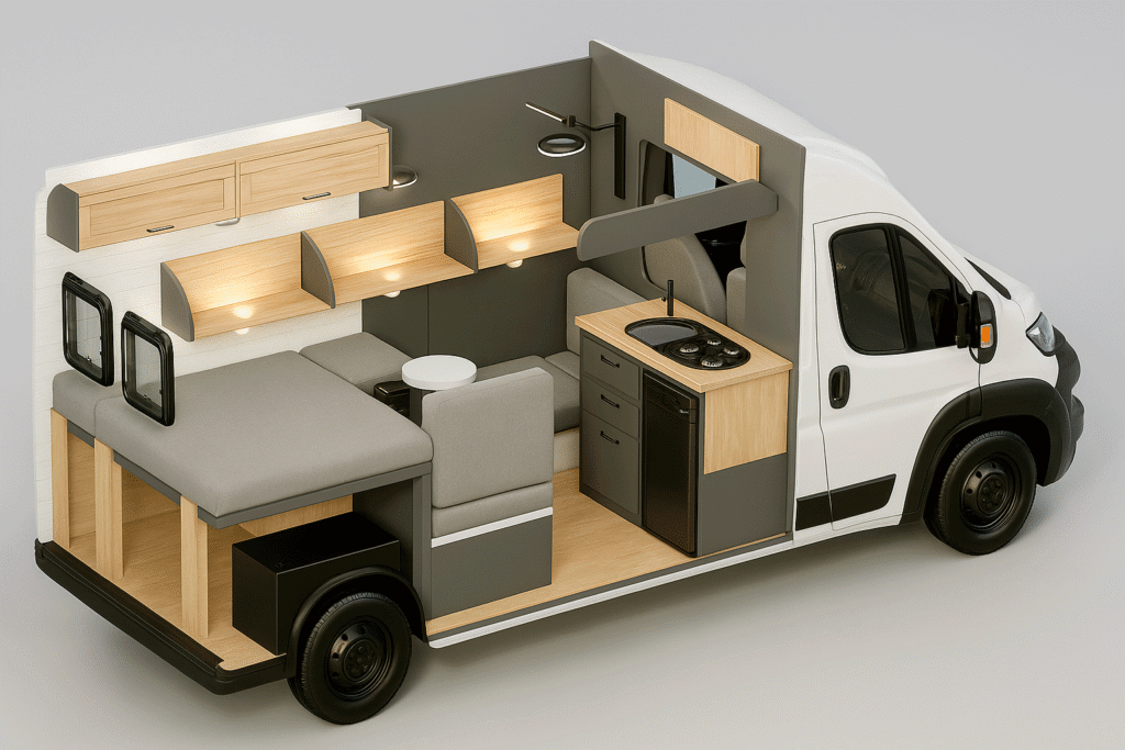 diseño 3d camperizacion de furgonetas