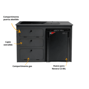 mueble cocina camper con hueco para nevera