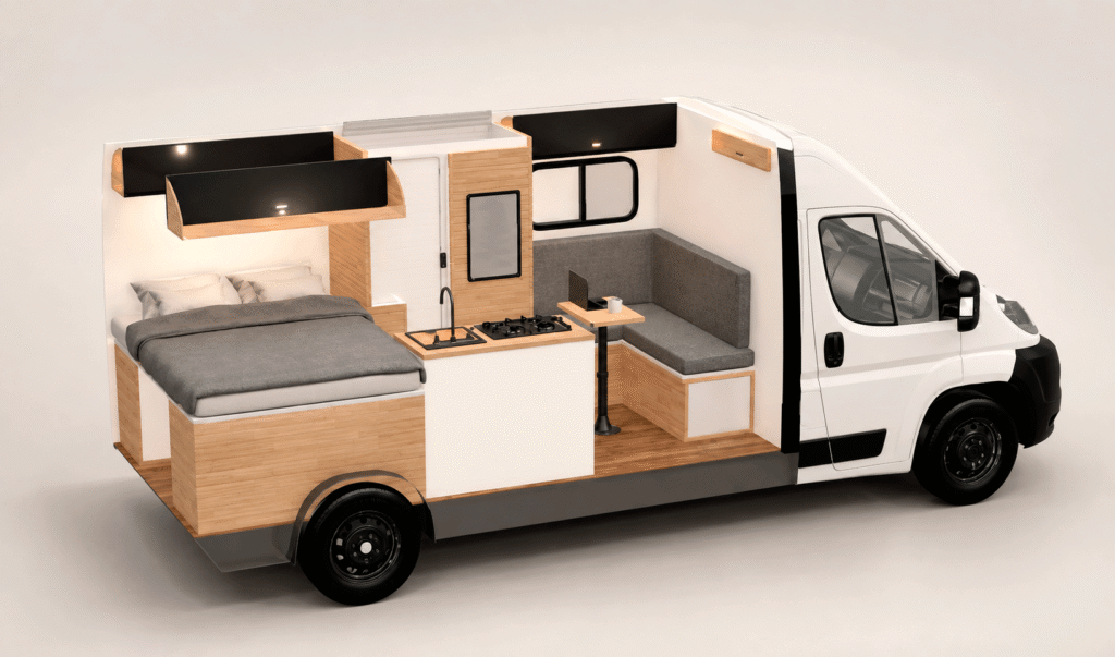furgoneta camper diseño 3d